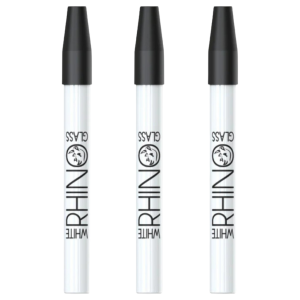 White Rhino White Ceramic Dab Straw w/ Silicone cap - 25ct Jar [NS3001]